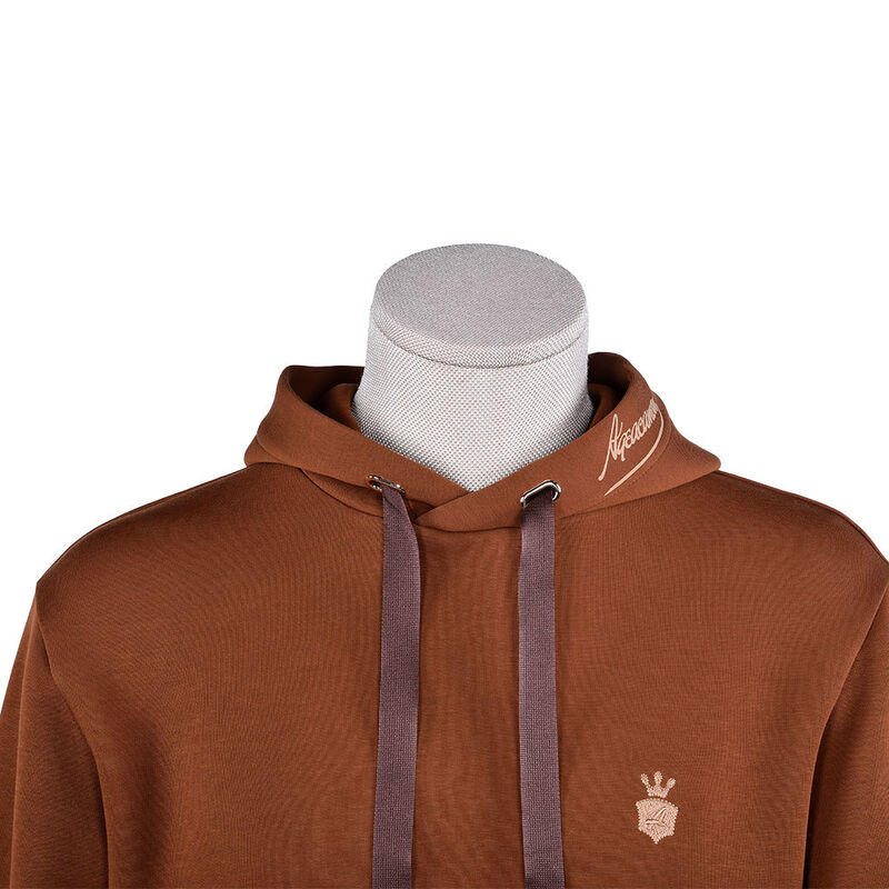 उच्च गुणवत्ता वाले पुरुषों के हुडी जैविक कपास स्वेटशर्ट ब्राउन 400 जीएसएम बुना विंटेज हुडी