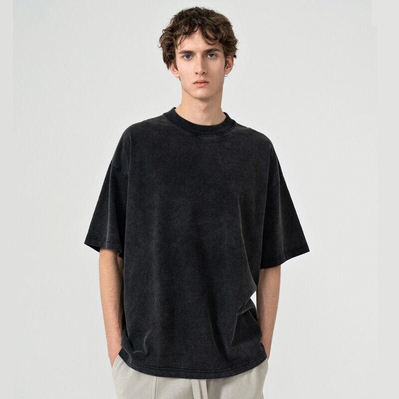 कस्टम डिजाइन सादे पुरुष ओवरसाइज हेवीवेट कॉटन विंटेज वाश टी शर्ट्स वाश टीशर्ट्स यूनिसेक्स