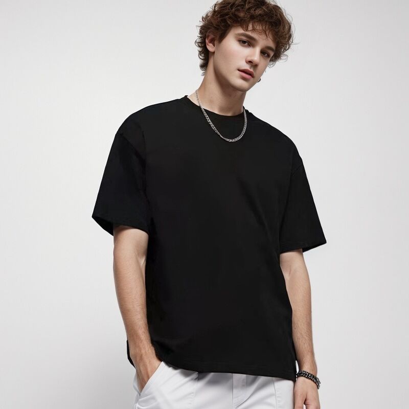 पुरुषों के लिए कस्टमाइज्ड प्लेन टी-शर्ट, पुरुषों के लिए हाई क्वालिटी हैवीवेट रिब्ड क्रूनेक टी-शर्ट