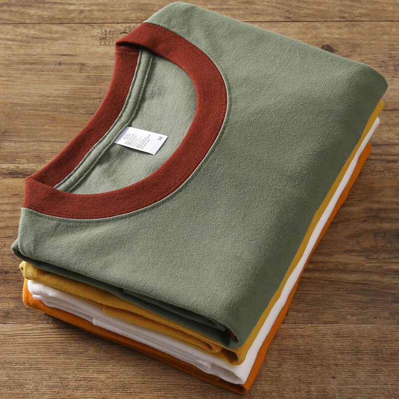 निर्माता थोक कस्टम रंग ब्लॉक सिलाई टी-शर्ट यूनिसेक्स हेवीवेट उच्च गुणवत्ता दो रंग पैचवर्क टी-शर्ट