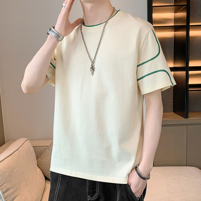 पुरुषों के लिए ढीली टॉप समर हाफ स्लीव टी-शर्ट के साथ ओईएम कस्टम लोगो एम्ब्रायडरी प्रिंटेड डिज़ाइन