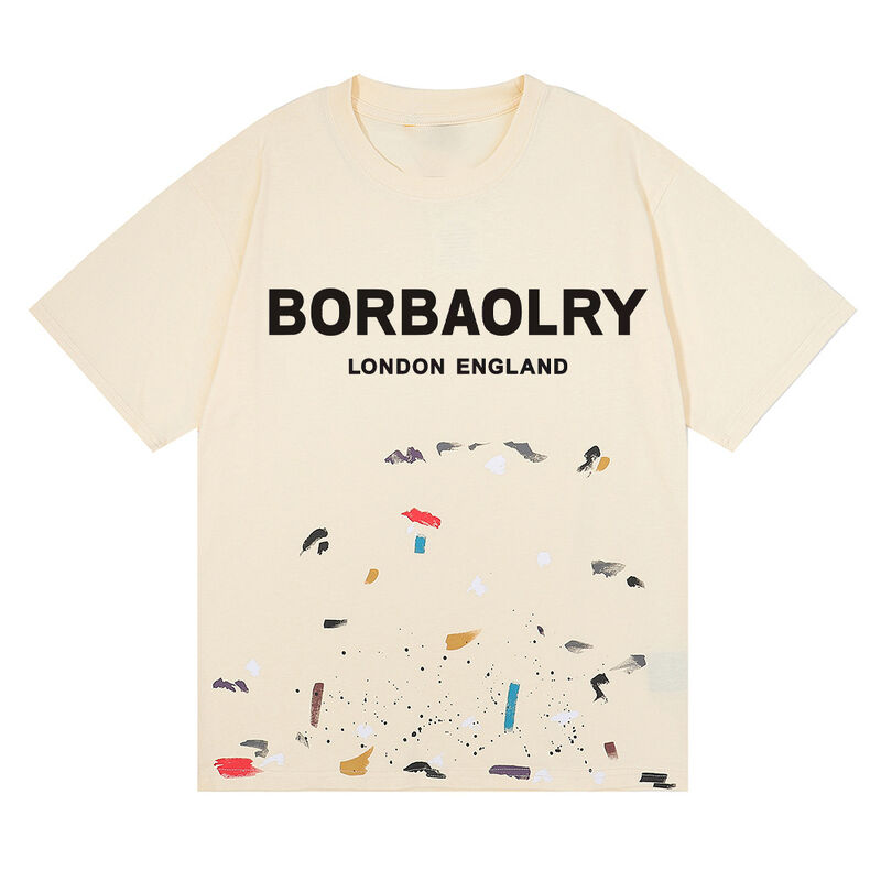 कस्टम पुरुषों के एसिड धोया टी-शर्ट गैलरी स्ट्रीट वेयर ग्राफिटी पेंट स्प्लैश कपास थोक ठोस पैटर्न बुना