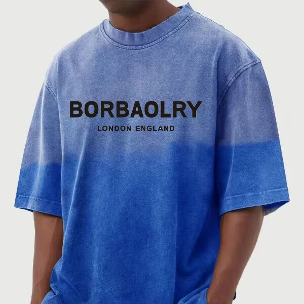 व्यक्तिगत सड़क पुरुष धोया ग्रेडिएंट शॉर्ट आस्तीन टी-शर्ट आकस्मिक पुरुषों के टॉप गर्मियों के कपड़े थोक