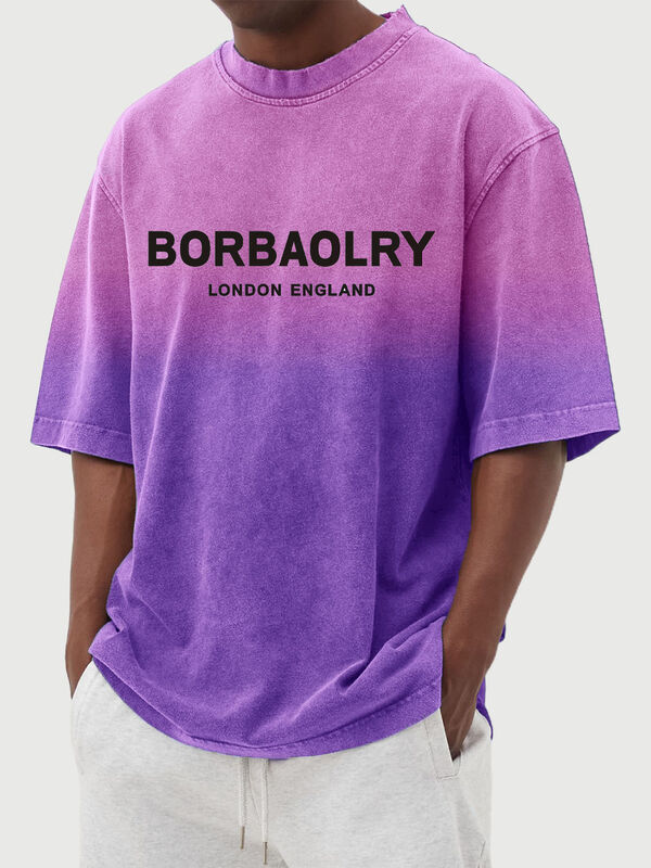 व्यक्तिगत सड़क पुरुष धोया ग्रेडिएंट शॉर्ट आस्तीन टी-शर्ट आकस्मिक पुरुषों के टॉप गर्मियों के कपड़े थोक