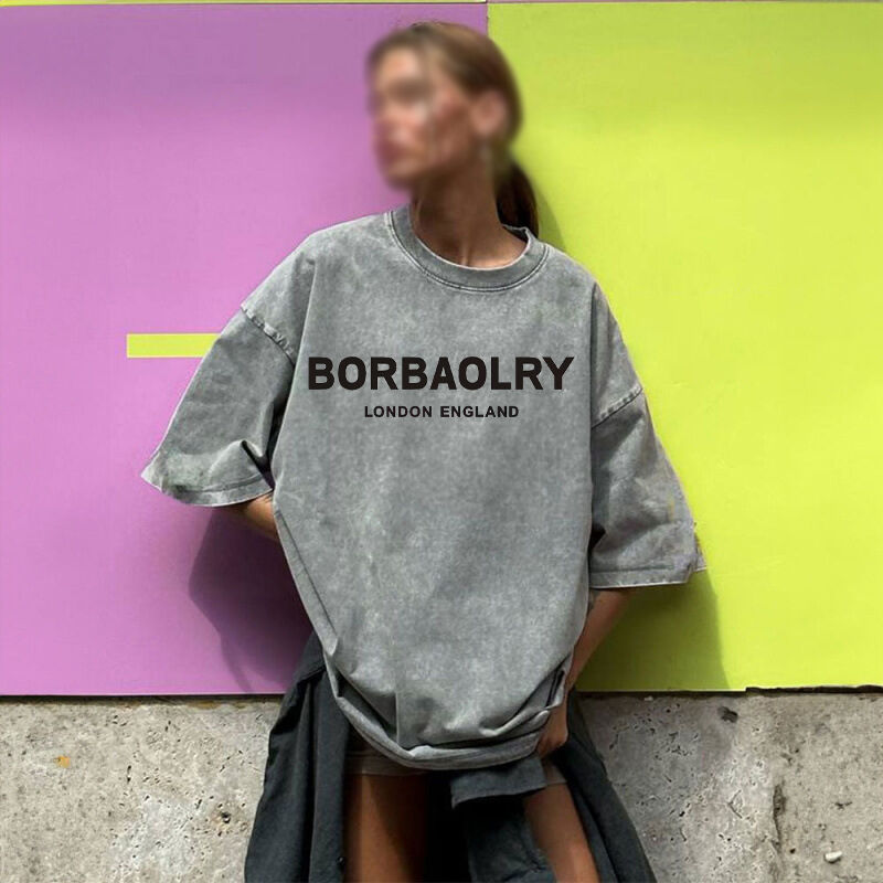 उच्च गुणवत्ता वाली कपास टी-शर्ट ओवरसाइज विंटेज सॉलिड कलर वाशिंग टी-शर्ट हेवीवेट विंटेज टी-शर्ट