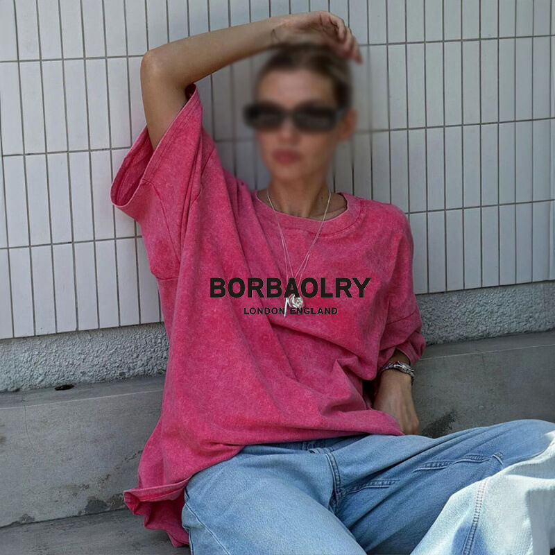 उच्च गुणवत्ता वाली कपास टी-शर्ट ओवरसाइज विंटेज सॉलिड कलर वाशिंग टी-शर्ट हेवीवेट विंटेज टी-शर्ट