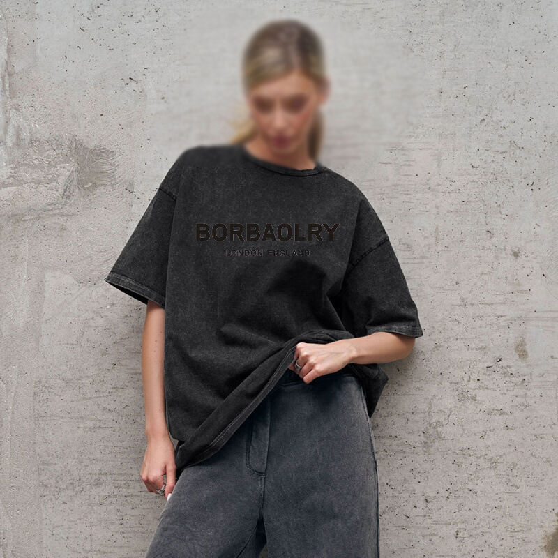 उच्च गुणवत्ता वाली कपास टी-शर्ट ओवरसाइज विंटेज सॉलिड कलर वाशिंग टी-शर्ट हेवीवेट विंटेज टी-शर्ट