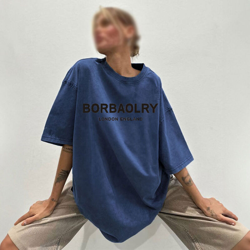 उच्च गुणवत्ता वाली कपास टी-शर्ट ओवरसाइज विंटेज सॉलिड कलर वाशिंग टी-शर्ट हेवीवेट विंटेज टी-शर्ट