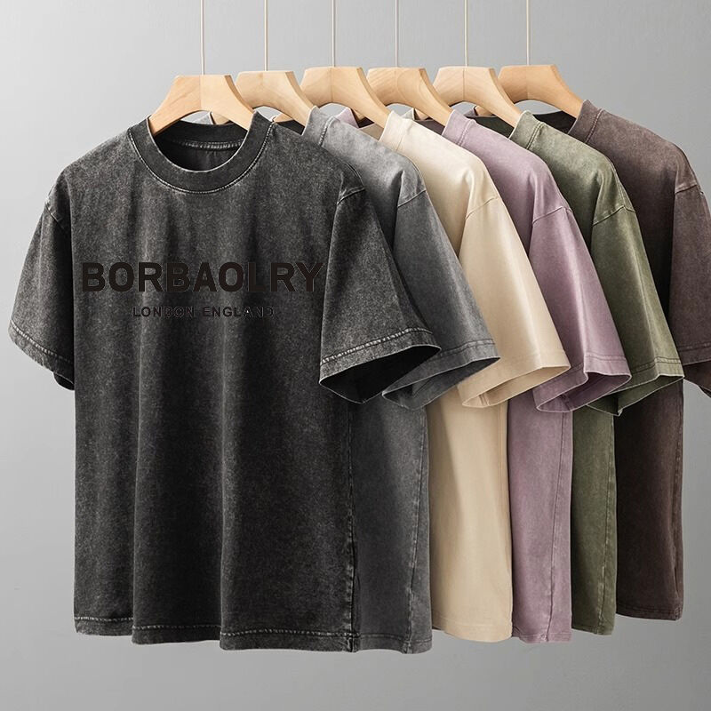 कस्टम लोगो टॉप क्वालिटी कॉटन एसिड वॉश टी-शर्ट ओवरसाइज़्ड रेट्रो मिनरल डिजिटल प्रिंटिंग हैवीवेट विंटेज टी-शर्ट