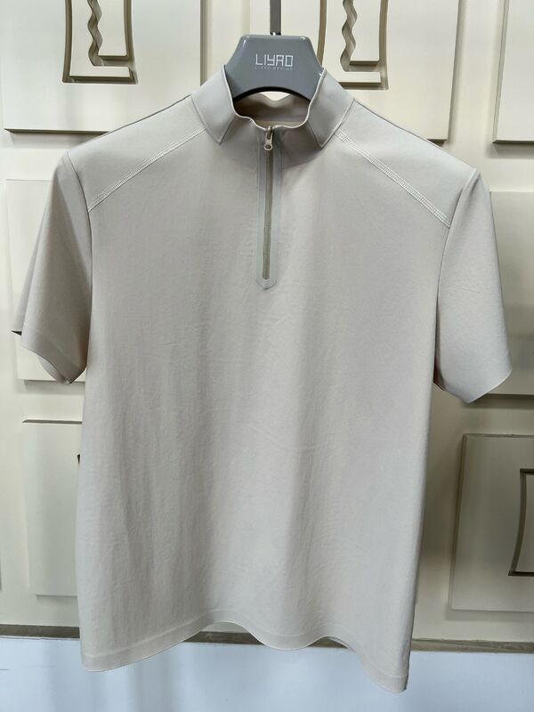 पुरुष उच्च गर्दन लघु आस्तीन शर्ट खिंचाव त्वरित सूखी और सांस के लिए कपड़े आउटडोर खेल टी-शर्ट