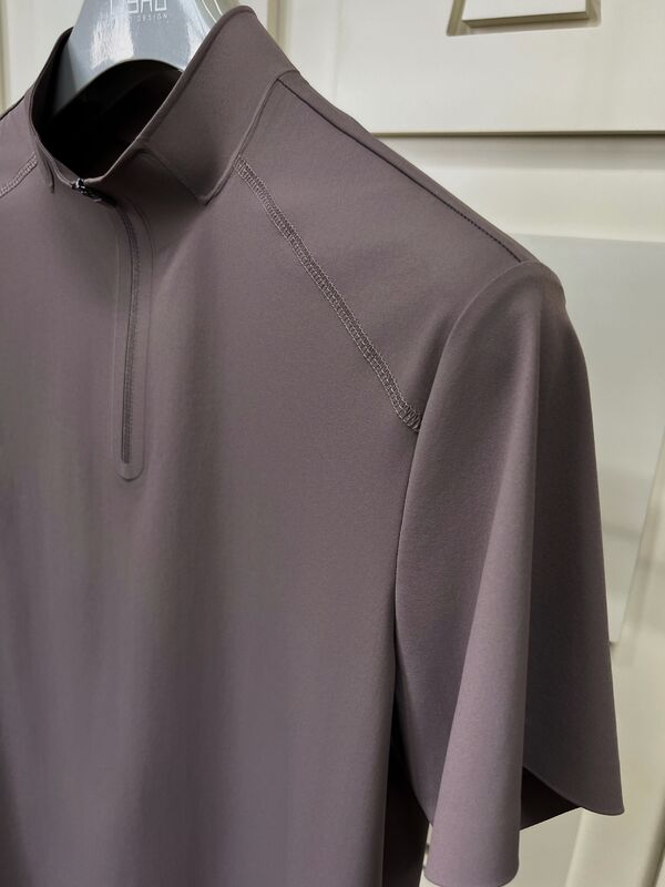 पुरुष उच्च गर्दन लघु आस्तीन शर्ट खिंचाव त्वरित सूखी और सांस के लिए कपड़े आउटडोर खेल टी-शर्ट