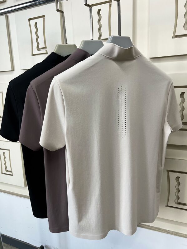 पुरुष उच्च गर्दन लघु आस्तीन शर्ट खिंचाव त्वरित सूखी और सांस के लिए कपड़े आउटडोर खेल टी-शर्ट
