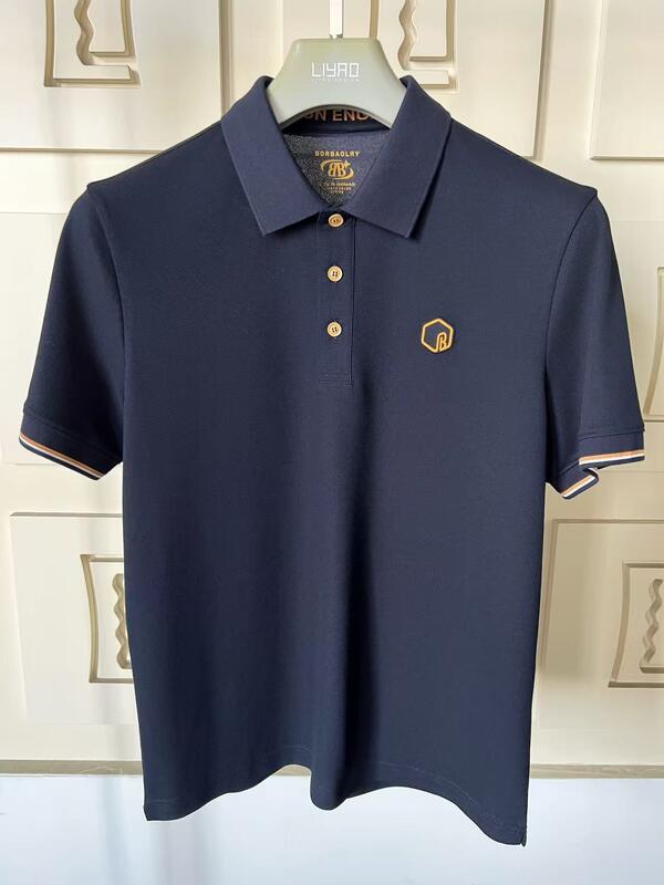 प्रीमियम पुरुषों के पोलो शर्ट क्लासिक कॉलर रंगीन रेंज उत्कृष्ट डिटेलिंग टेक्सचर्ड सिलिकॉन लोगो उच्च गुणवत्ता वाले पुरुषों के पोलो टी-शर्ट