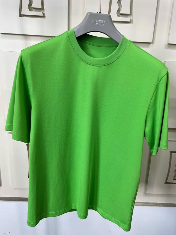 पुरुषों के सॉलिड कलर कॉटन क्रू नेक शॉर्ट-स्लीव कॉटन टी-शर्ट्स फैक्ट्री ओडीएम पुरुषों की शॉर्ट स्लीव टी-शर्ट