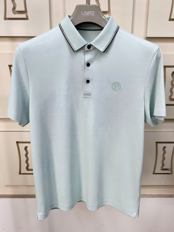 लक्जरी पुरुष पोलो शर्ट्स∙ कन्ट्रास्ट कॉलर के साथ न्यूनतम डिजाइन, उच्च अंत कारीगरी पुरुष टी-शर्ट पेशेवर टी-शर्ट कारखाने