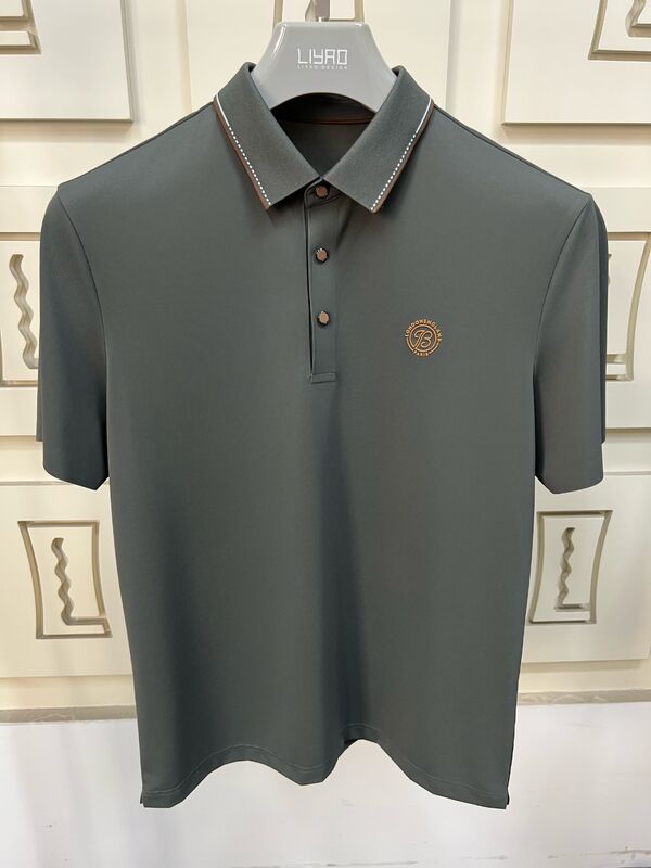 लक्जरी पुरुष पोलो शर्ट्स∙ कन्ट्रास्ट कॉलर के साथ न्यूनतम डिजाइन, उच्च अंत कारीगरी पुरुष टी-शर्ट पेशेवर टी-शर्ट कारखाने