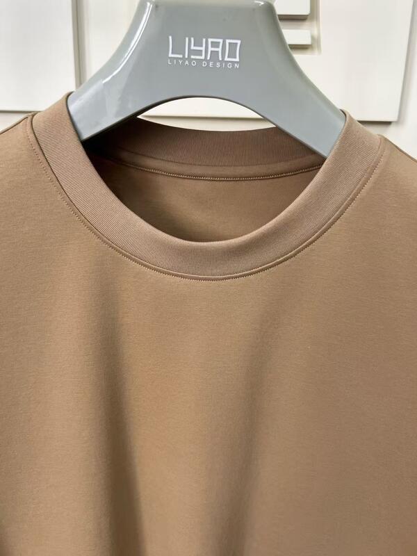 पुरुषों के लिए कस्टमाइज़ करने योग्य ढीली फिट वाली छोटी आस्तीन वाली टॉप आरामदायक विंटेज स्टाइल सादा सॉलिड कलर कैज़ुअल वियर