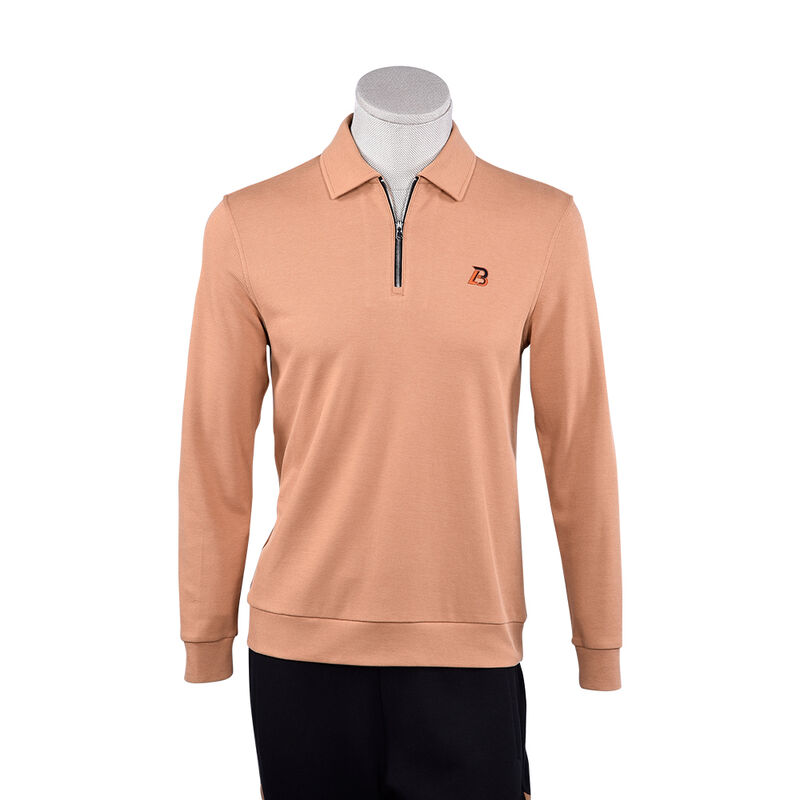 280 ग्राम कैज़ुअल लॉन्ग स्लीव ज़िप-अप पुरुषों के लिए रंगीन पोलो टी-शर्ट