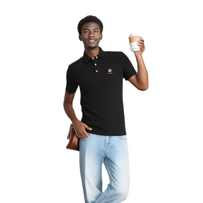 नई डिजाइन थोक कस्टम त्वरित सूखी सांस सूती काली पुरुषों के स्वेटर पोलो टी-शर्ट