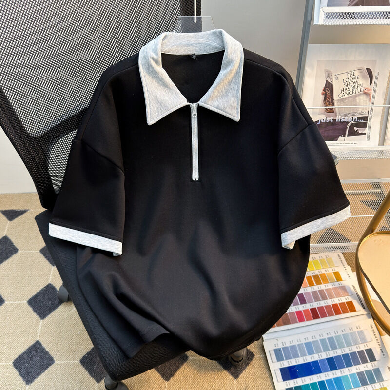 उच्च गुणवत्ता वाले थोक पुरुषों के कपड़े ओवरसाइज ज़िपर शर्ट निर्माता रिक्त पुरुषों के लिए लघु आस्तीन शर्ट