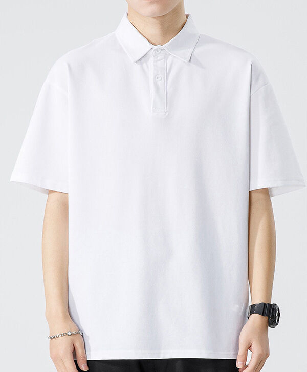 पुरुषों की हांगकांग शैली ग्रीष्मकालीन हेवीवेट एंटीमाइक्रोबियल कूल फीलिंग सॉलिड कलर सिंपल पोलो शर्ट शॉर्ट