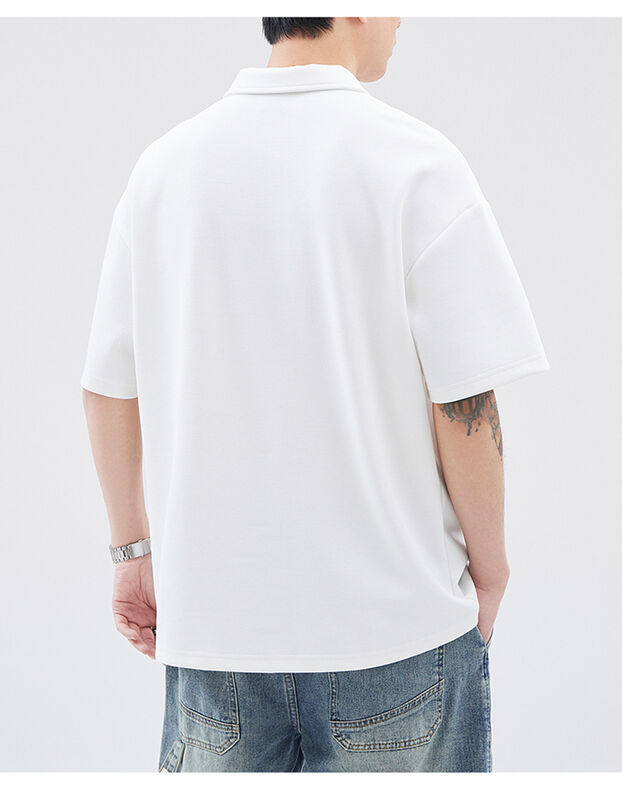 नए क्वार्टर-कलर लैपल शॉर्ट स्लीव पोलो शर्ट पुरुष आकस्मिक वर्णमाला कढ़ाई पुरुषों के लिए कपास टी-शर्ट