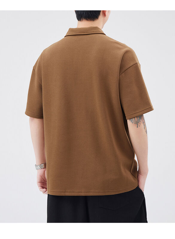 नए क्वार्टर-कलर लैपल शॉर्ट स्लीव पोलो शर्ट पुरुष आकस्मिक वर्णमाला कढ़ाई पुरुषों के लिए कपास टी-शर्ट